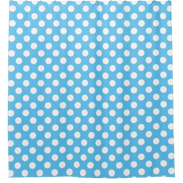 Aqua Blue Polka Dot Pattern Duschvorhang (Vorderseite)