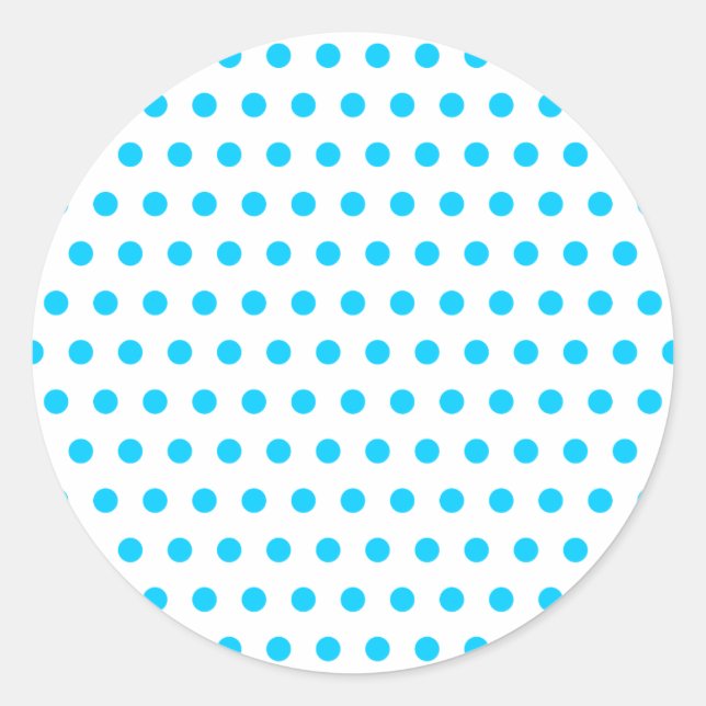Aqua Blue Polka Dots Runder Aufkleber (Vorderseite)
