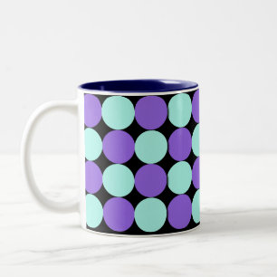 Aqua & Blue Polka Dots Zweifarbige Tasse