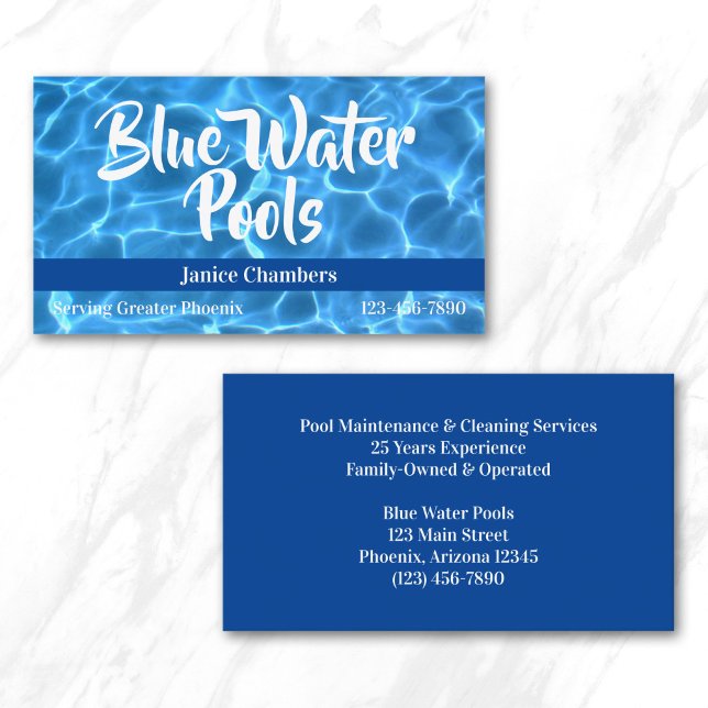 Aqua Blue Pool Foto Visitenkarte (Aqua Blue Swimming Pool Photo Business Card)