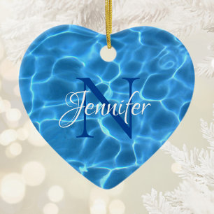 Aqua Blue Pool Wasser Foto Mit Monogramm Keramik Ornament