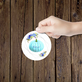 Aqua Blue Pumpkin Baby Dusche Danke Runder Aufkleber