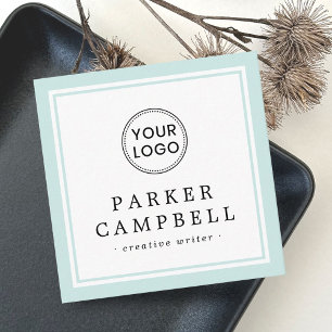 Aqua Blue Rand Zolllogo elegant minimalistisch Quadratische Visitenkarte