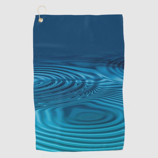 Aqua Blue Ripples Golfhandtuch (Vorderseite)