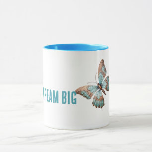 Aqua Blue Rose Rust Goldener Traum Schmetterling Tasse