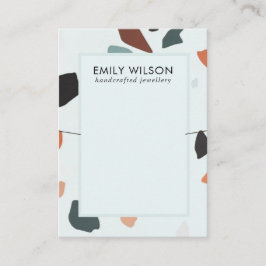 Aqua Blue Rust GreenTerrazzo Band Necklace Display Visitenkarte