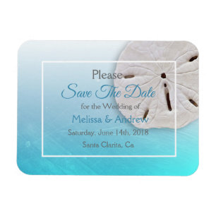 Aqua Blue Sand Dollar Hochzeit retten das Date Mag Magnet