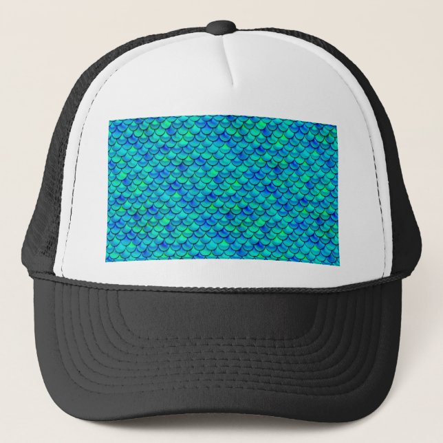 Aqua Blue Scales Truckerkappe (Vorderseite)