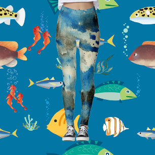 Aqua Blue Sea Abstrakte Kunst, Dichtung und Musik Leggings