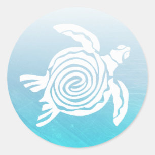 Aqua Blue Sea Tropical Turtle Stickers