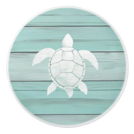 Aqua Blue Sea Turtle Imitats Holzklammer Keramikknauf