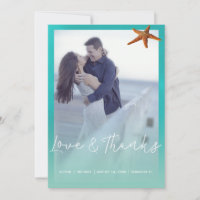 Aqua Blue Seesterne Beach Hochzeit danke Foto