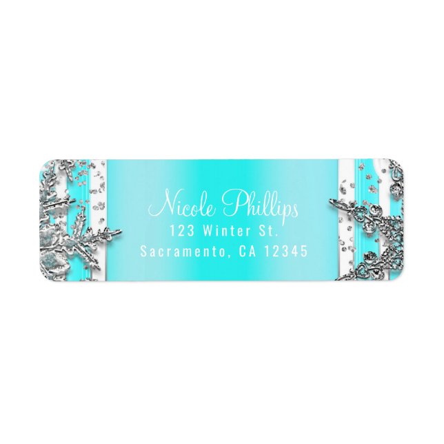Aqua Blue & Silver Winter Schneeflocken Elegantes  (Vorne)