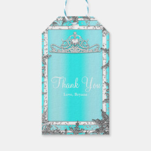 Aqua Blue & Silver Winter Wonderland Schneeflocken Geschenkanhänger