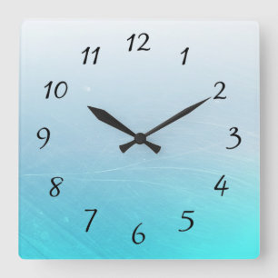 Aqua Blue Square Clock Quadratische Wanduhr