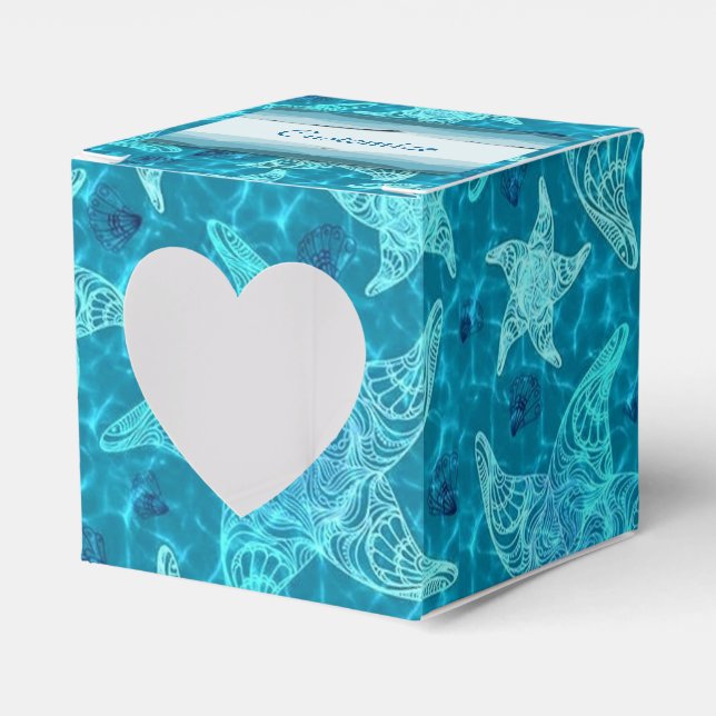 Aqua Blue Starfish Muster Herz-Liebhaber Box Geschenkschachtel (Vorderseite)