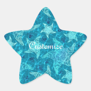 Aqua Blue Starfish Muster Stickers