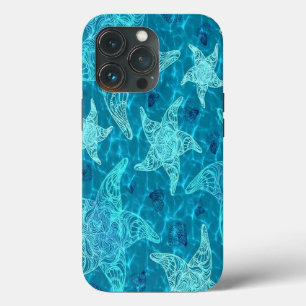 Aqua Blue Starfish Pattern Case-Mate iPhone Hülle