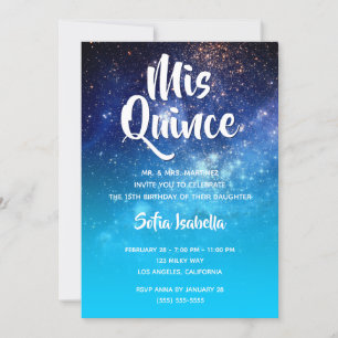 Aqua Blue Sterne Cosmic Ombre Mis Quince Geburtsta Einladung