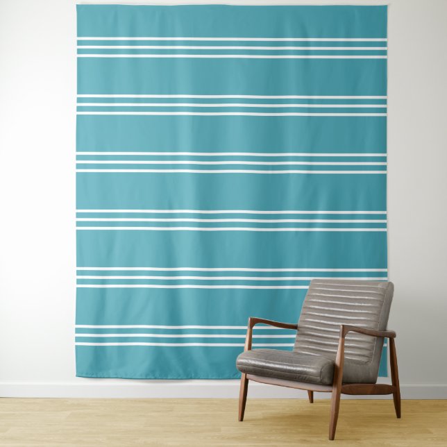 Aqua Blue Stripes Mustertapeten Wandteppich (Beispiel)