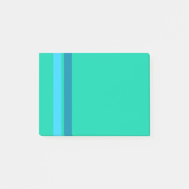 Aqua Blue Stripes Post-it® Notes Post-it Klebezettel (Vorderseite)