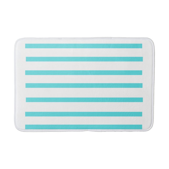 Aqua Blue Striping Bath Mat - Moderne, horizontale Badematte (Vorderseite)
