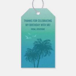 Aqua Blue Summer Sky Palm Trees Birthday Thank You Geschenkanhänger