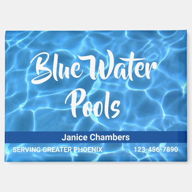Aqua Blue Swimming Pool Cleaning Service Magnet (Vorderseite)