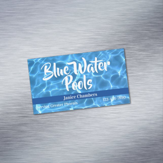 Aqua Blue Swimming Pool Photo Magnetische Visitenkarte (Beispiel)