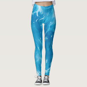 Aqua Blue Swimming Pool Wassermuster Leggings