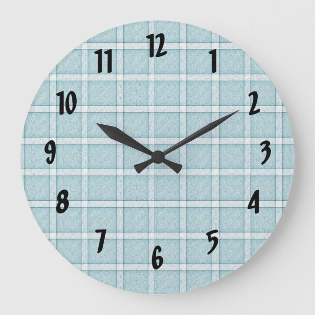 Aqua Blue Tile Pattern Große Wanduhr (Vorderseite)