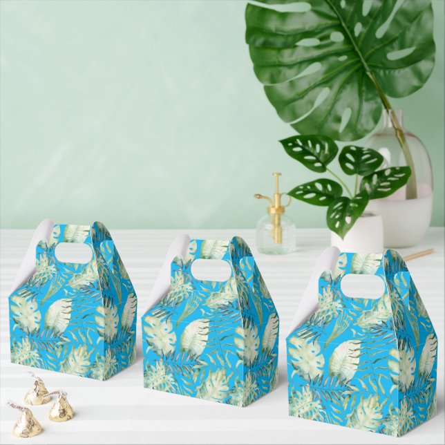 Aqua Blue Tropical Green Blätter Aloha Geschenkschachtel (Zahlreiche)