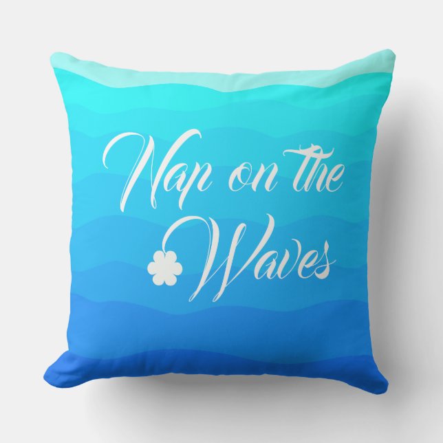 Aqua Blue Tropical Sommer Aquarellfarbe Künstleris Kissen (Vorderseite)