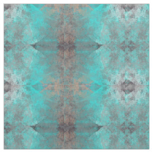Aqua Blue Turquoise und Gray Motif Stoff
