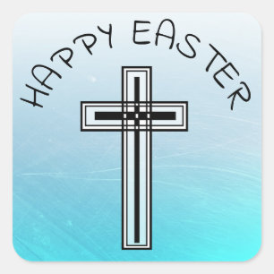 Aqua Blue und Black Cross Religious Stickers