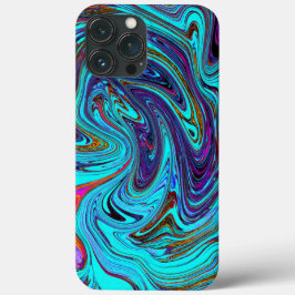 Aqua Blue und Black Groovy Abstraktes Retro Kunst, Case-Mate iPhone Hülle