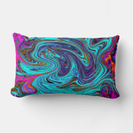 Aqua Blue und Black Groovy Abstraktes Retro Kunst, Lendenkissen