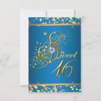 Aqua Blue und Gold 16 . Geburtstag Party Einladung