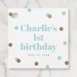 Aqua Blue und Gold erste Geburtstagsparty Geschenkanhänger