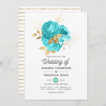 Aqua Blue und Gold Floral Wedding