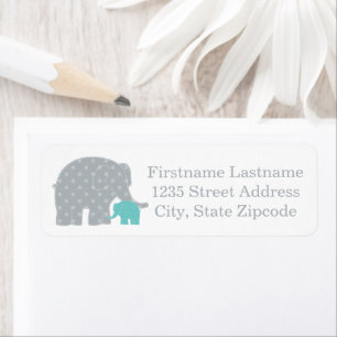 Aqua Blue und Gray Elephants Rücksendeadresse