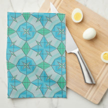 Aqua Blue und Green Geometric Tiled Pattern