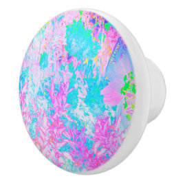 Aqua Blue und Hot Pink Hydrangea Landschaft Keramikknauf