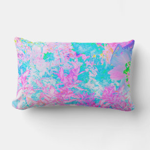 Aqua Blue und Hot Pink Hydrangea Landschaft Lendenkissen
