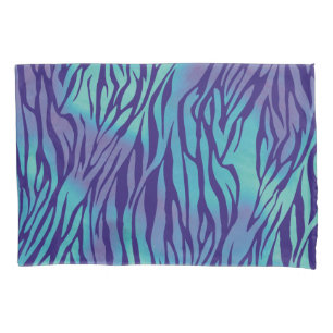 Aqua Blue und Lila Zebrastreifen Kissenbezug