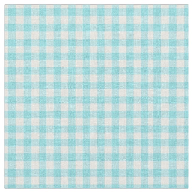 Aqua Blue und White Checkered Gingham Stoff (Nahaufnahme)