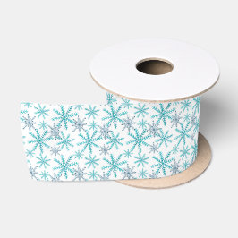 Aqua Blue und White Snowflake Satinband