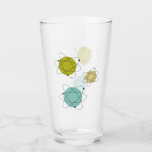 Aqua Blue und Yellow Atomic Mid Century Glas