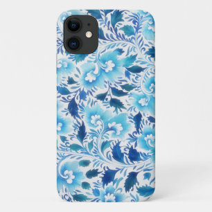 Aqua Blue Vintag Style Floral Art Phone Case