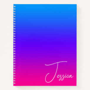 Aqua Blue Violet Lila und Hot Pink Ombre Notizbuch